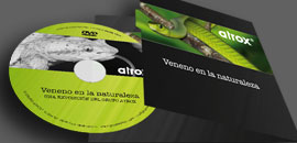 Packaging DVD troquelat amb la imatge de la exposició "Veneno en la Naturaleza"